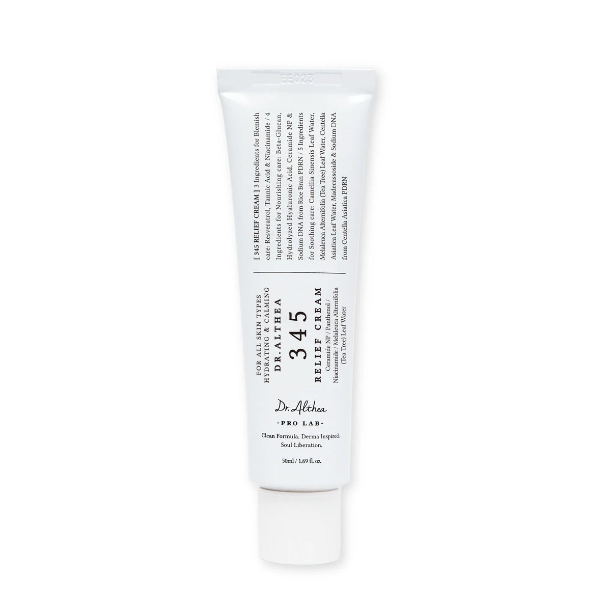 Tube of dralthea 345 Relief Cream on a white background
