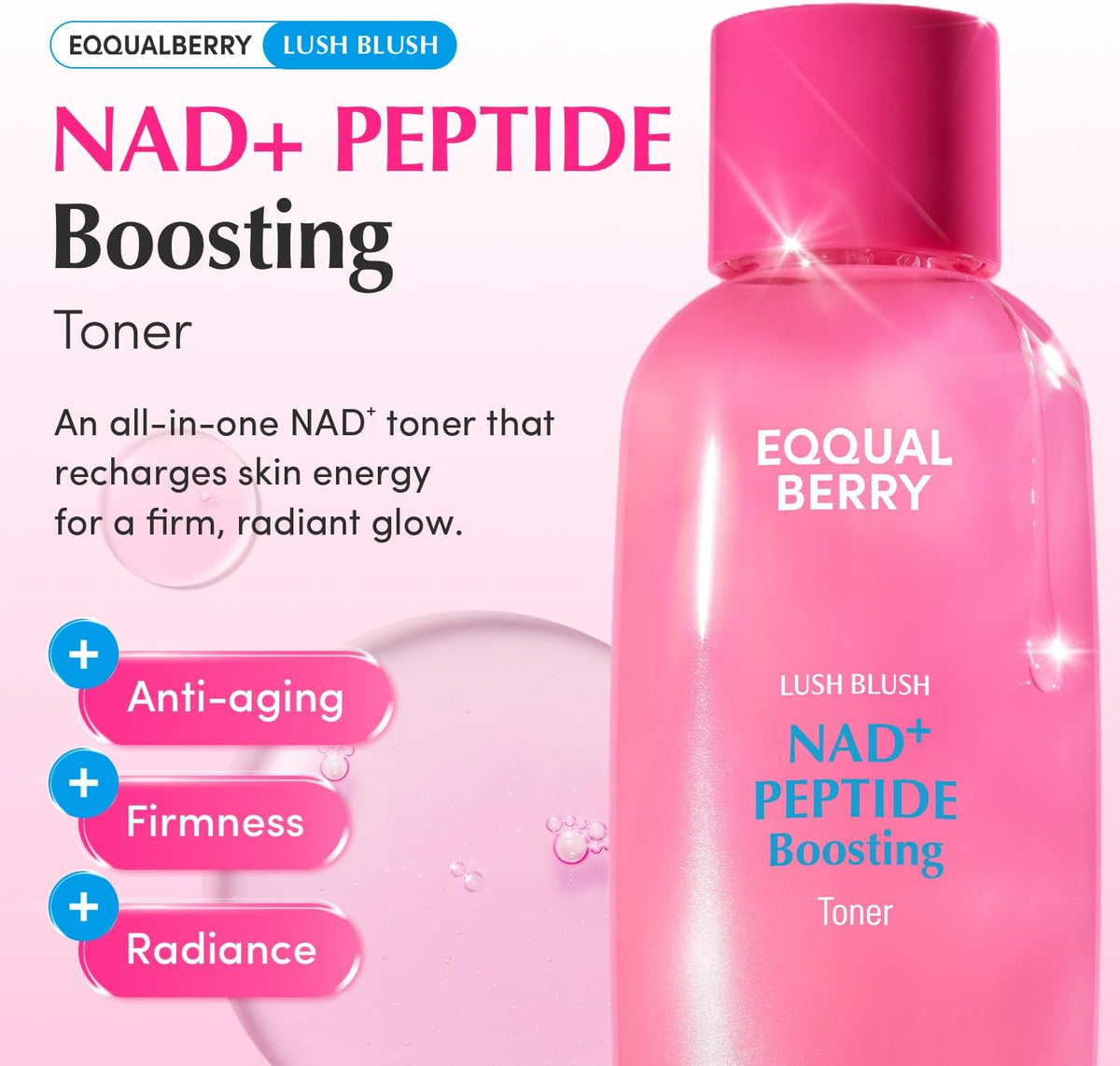 EQQUALBERRY Lush Blush NAD+ Peptide Boosting Toner – 150ml