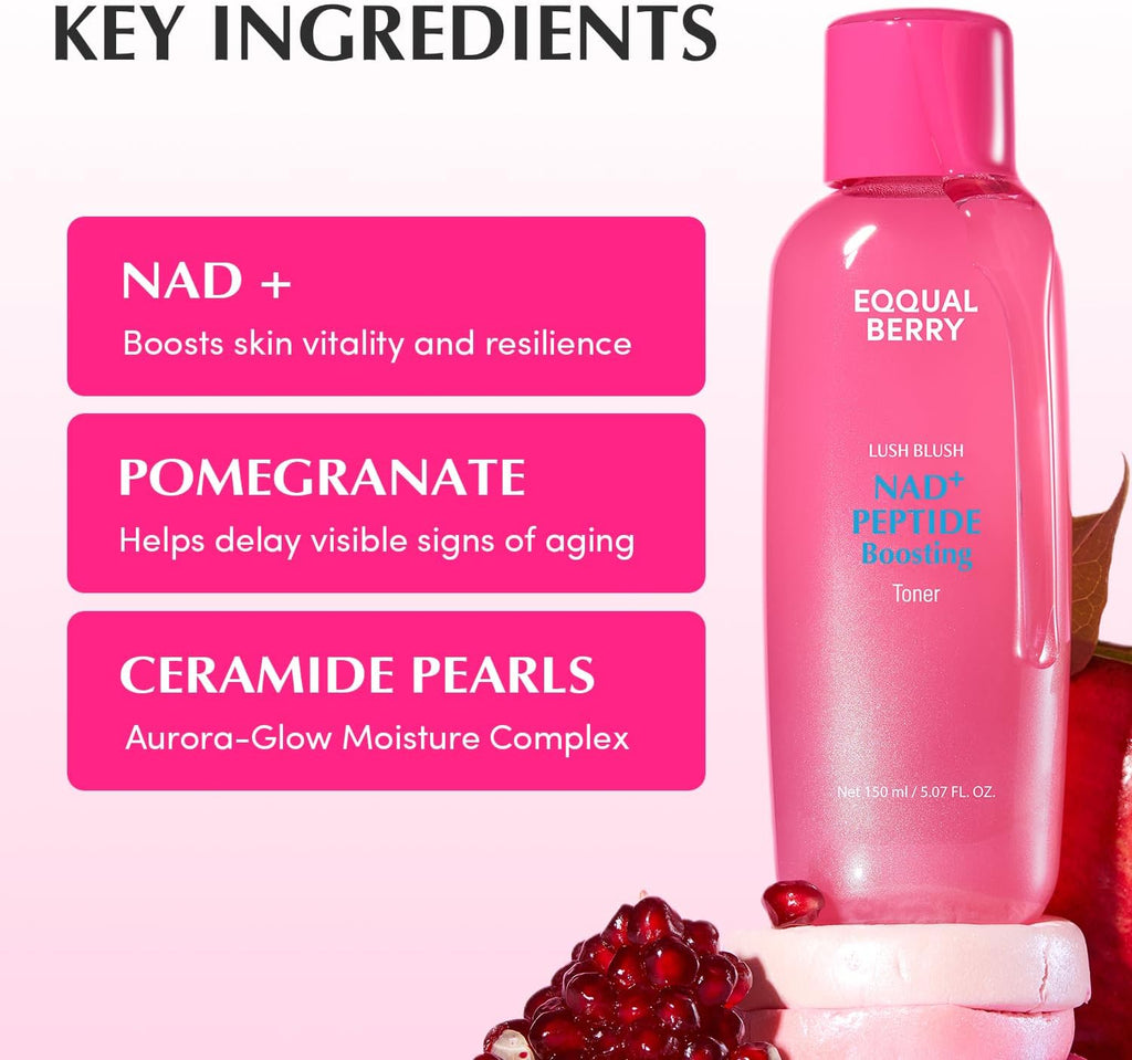 EQQUALBERRY Lush Blush NAD+ Peptide Boosting Toner – 150ml
