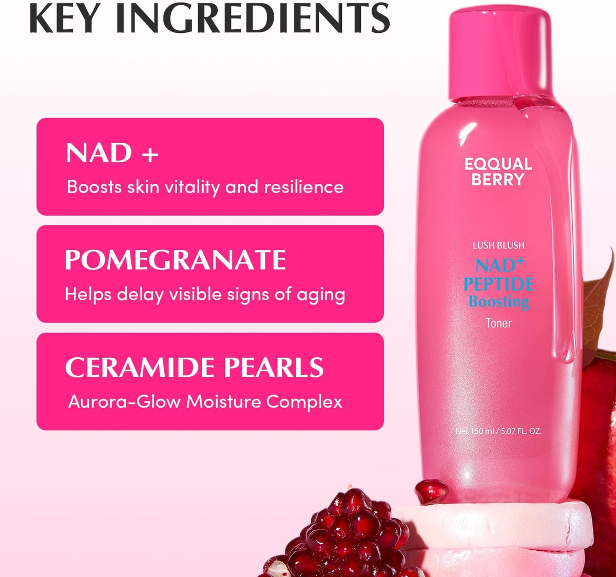 EQQUALBERRY Lush Blush NAD+ Peptide Boosting Toner – 150ml