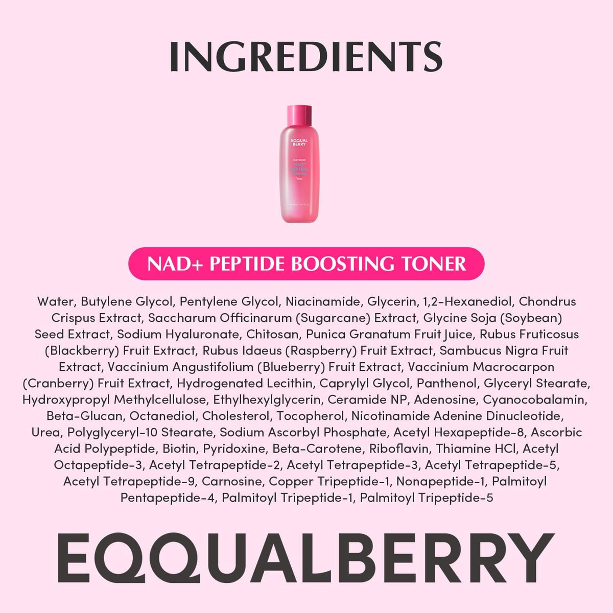EQQUALBERRY Lush Blush NAD+ Peptide Boosting Toner – 150ml